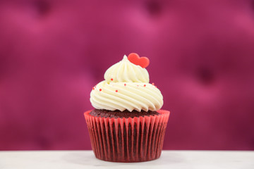 A Red cupcake is sweet and delicious. make feel romantic and so cute for Special day such as...