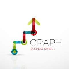 Abstract logo idea, linear chart or graph  business icon. Creative vector logotype design template