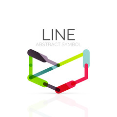 Linear abstract logo, connected multicolored segments of lines geometrical figure