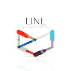 Linear abstract logo, connected multicolored segments of lines geometrical figure