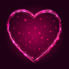 Bright pink heart on a dark background