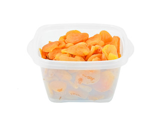Dried apricots in box