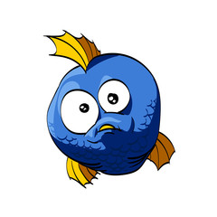 Colorful vector illustration of a blue cartoon fish