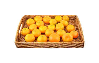 Mandarin on wickered tray
