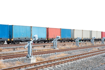 Obraz premium container trains isolated on white background