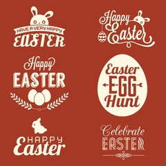 Easter vector: typographic, headline and elements design for banner, greeting card: happy easter, easter egg hunt set 2 