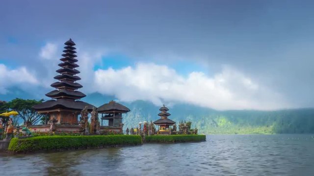 Pura Ulun Danu Bratan temple in Bali. Landmark and tourist attraction