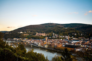 Fototapeta na wymiar view to old town of Heidelberg