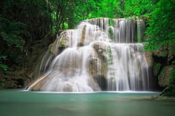 Fototapeta na wymiar Waterfall in forest of western Thailand, Huay Mea Khamin
