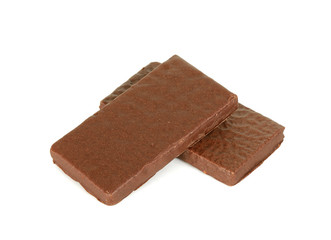 Chocolate wafer isolated on the white background