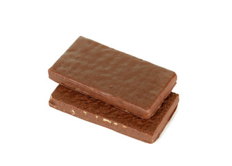 Chocolate wafer isolated on the white background