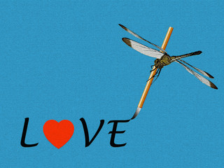 LOVE：
トンボが書くLOVEの文字