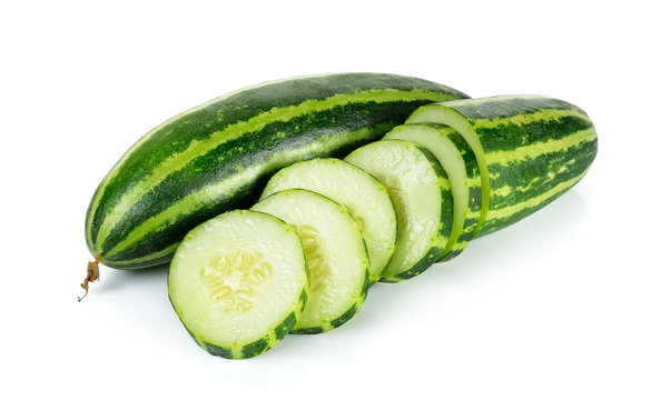 Striped cucumber isolated on the white background