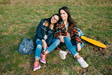 Two trendy and funny street girls