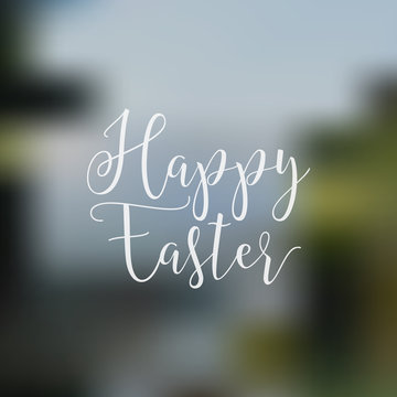 Easter sign - Happy Easter. Easter wish overlay, lettering label design. Retro holiday badge. Hand lettered easter emblem. Isolated. Religious holiday sign. Easter photo overlays design for web, print