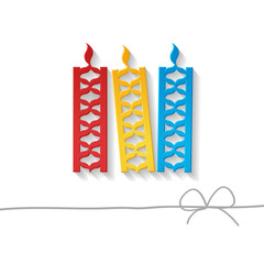 stylized paper candles on the white background