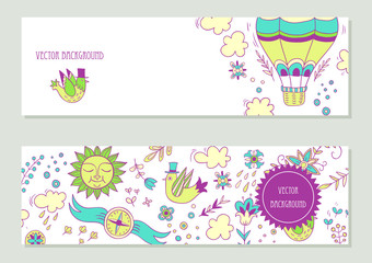 Adventure. set of cards with hand drawn elements