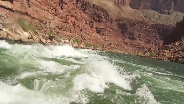 POV of white water rafting on the Colorado River in the Grand Canyon.