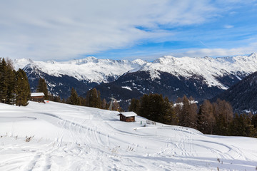 Fototapeta na wymiar Winter view from Schatzalp above Davos
