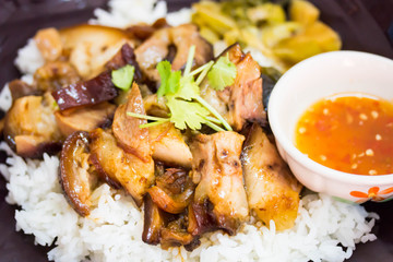 Stewed pork leg on rice