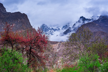 beautiful Landscape of Hunza Valley in Autumn season, Northern Area of Pakistan