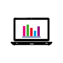 Laptop with information analysis icon