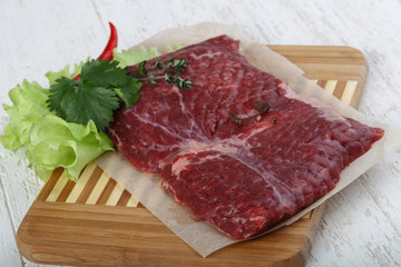 Raw machete steak