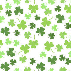 Seamless vector green shamrock clover background for St. Patricks Day