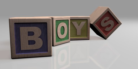 BOYS written with wooden blocks