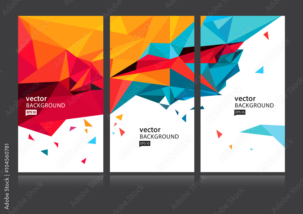 Wall mural set of abstract geometric polygonal background vector-stock 10 eps