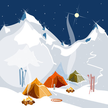 Vector landscape on the theme of mountaineering