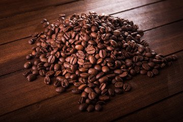 Pile of roasted coffee beans