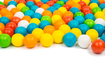 many colored fruit gummy candies close-up