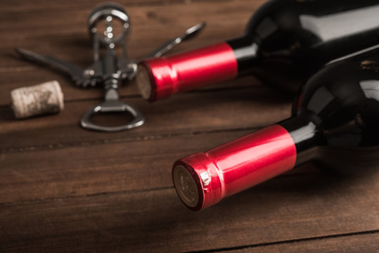 wine and metal corkscrew