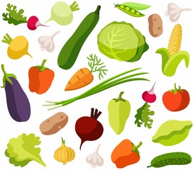 Background vegetables, white, color, seamless. 