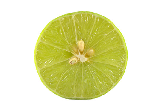 Half of lime on white background