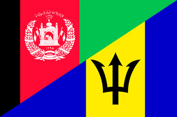 Waving flag of Barbados and Afghanistan 