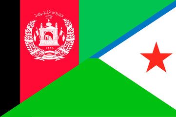 Waving flag of Djibouti and Afghanistan 