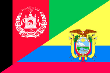 Waving flag of Ecuador and Afghanistan 