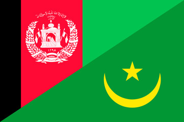 Waving flag of Mauritania and Afghanistan 