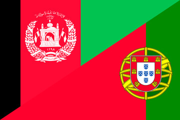 Waving flag of Portugal and Afghanistan 