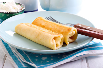 Crepes rolls with filling