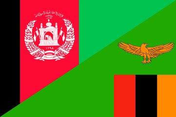 Waving flag of Zambia and Afghanistan 