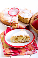 Apple cake with icing sugar