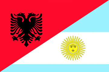 Waving flag of Argentina and Albania 