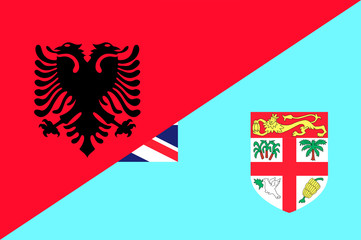 Waving flag of Fiji and Albania 