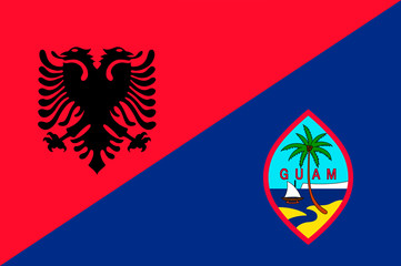 Fototapeta premium Waving flag of Guam and Albania 