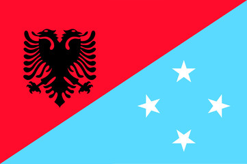 Waving flag of Micronesia and Albania 