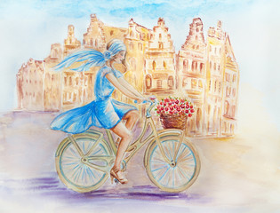 Plakat Girl on the bike