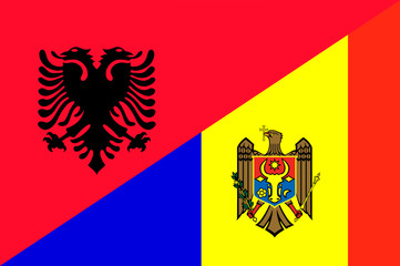 Waving flag of Moldavia and Albania 